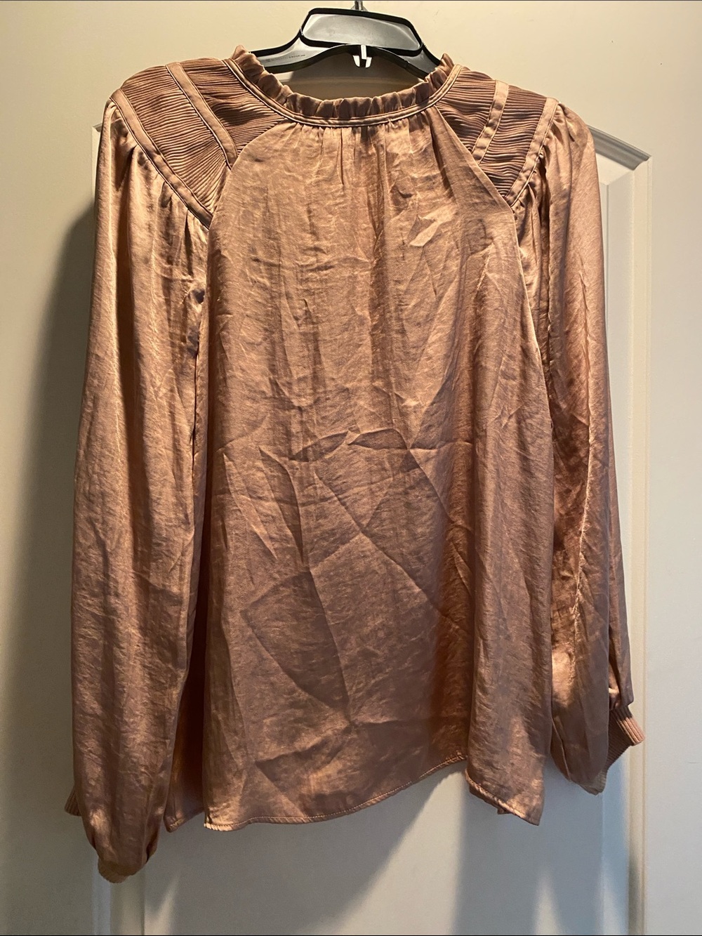 Philosophy Dusty Rose Satin V-Neck Long Sleeve Blouse - Picture 5 of 5